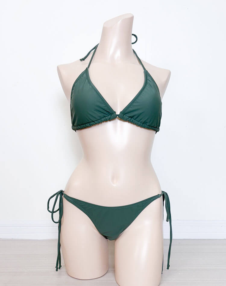 シンプル無地 ホルターネック 三角 ビキニ 水着