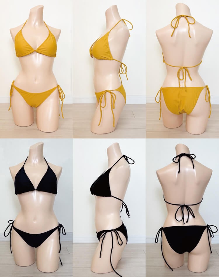 シンプル無地 ホルターネック 三角 ビキニ 水着