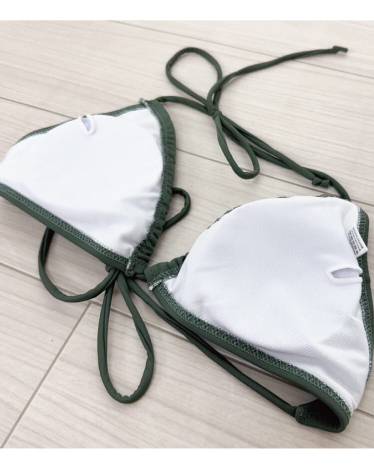 シンプル無地 ホルターネック 三角 ビキニ 水着