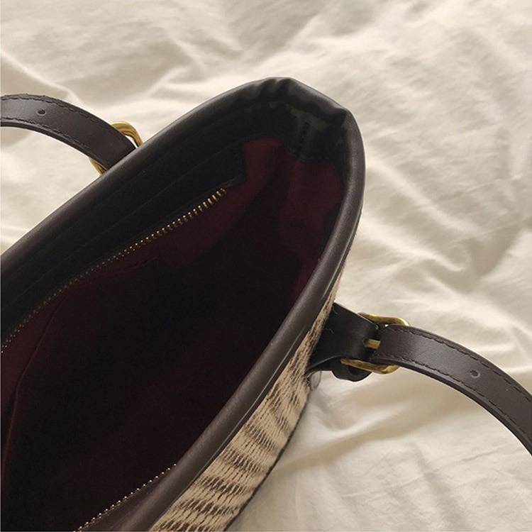 千鳥格子 チェック柄 バイカラー ショルダーバッグ