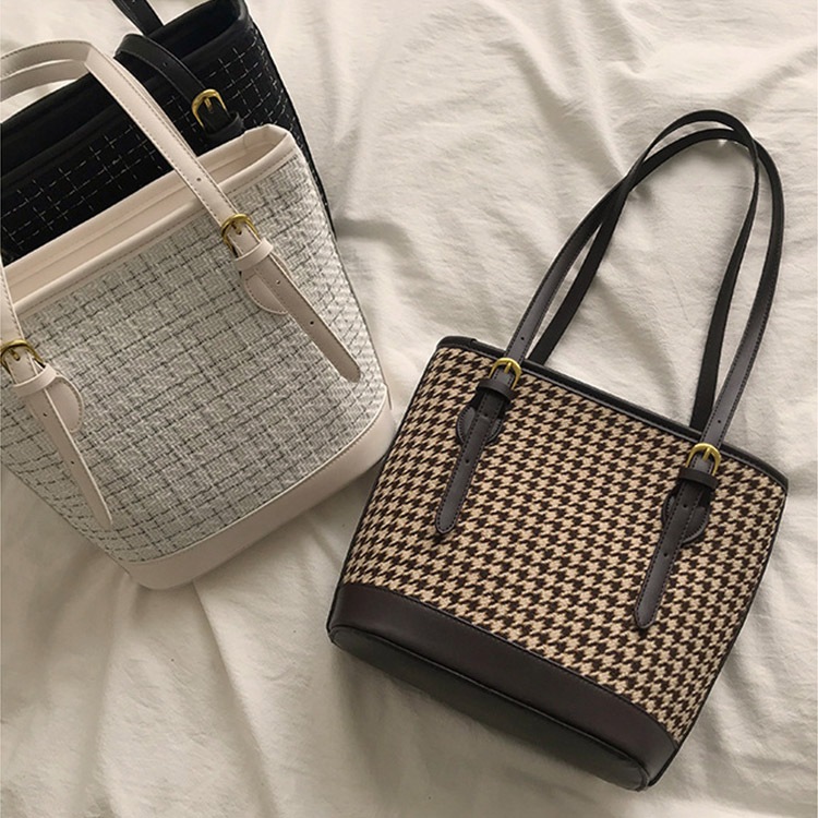 千鳥格子 チェック柄 バイカラー ショルダーバッグ