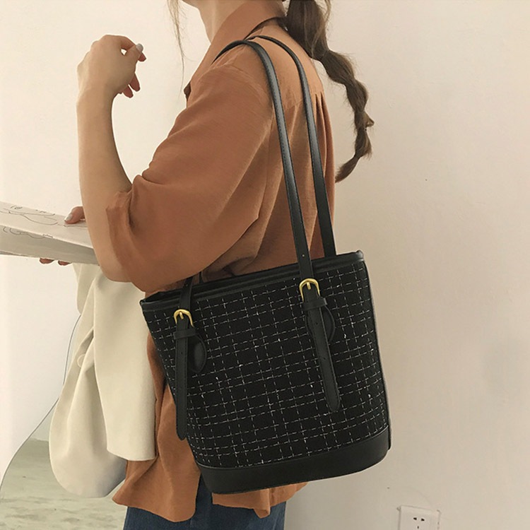 千鳥格子 チェック柄 バイカラー ショルダーバッグ