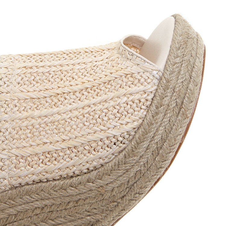 編みデザイン オープントゥ ウェッジサンダル