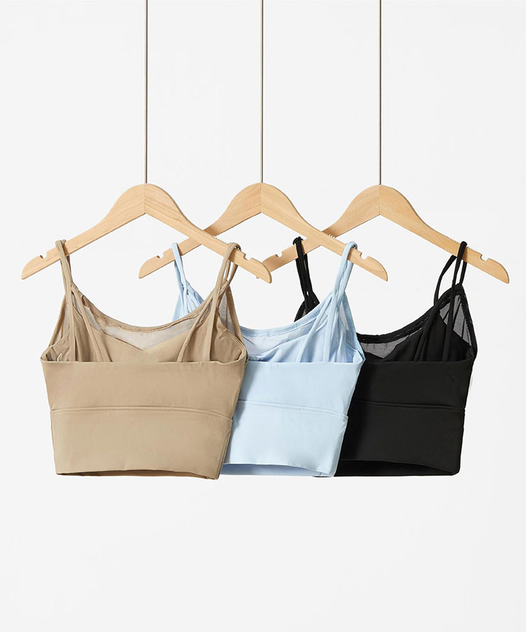 Ｕネック レイヤード メッシュ タンクトップ ヨガウェア

