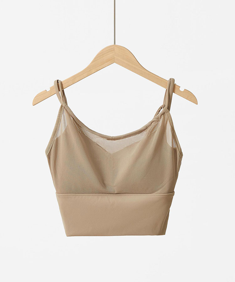 Ｕネック レイヤード メッシュ タンクトップ ヨガウェア

