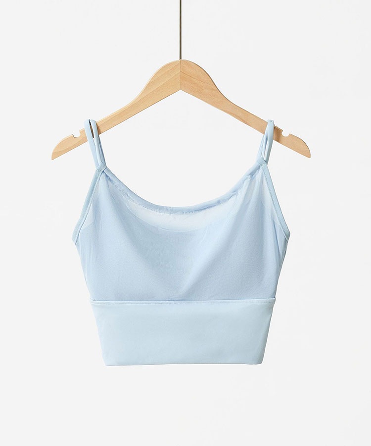 Ｕネック レイヤード メッシュ タンクトップ ヨガウェア

