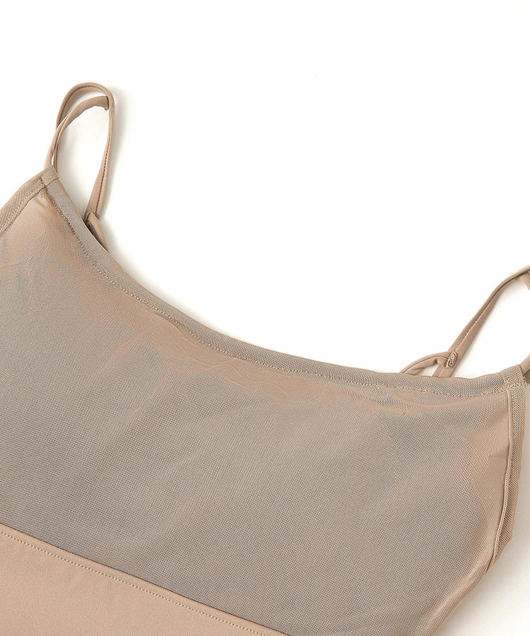 Ｕネック レイヤード メッシュ タンクトップ ヨガウェア

