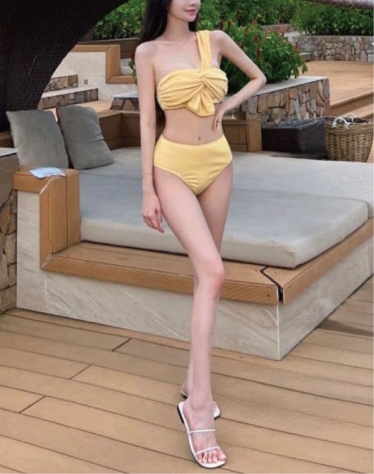 ねじり リボン ワンショルダー ハイウエスト ビキニ 水着 | 水着