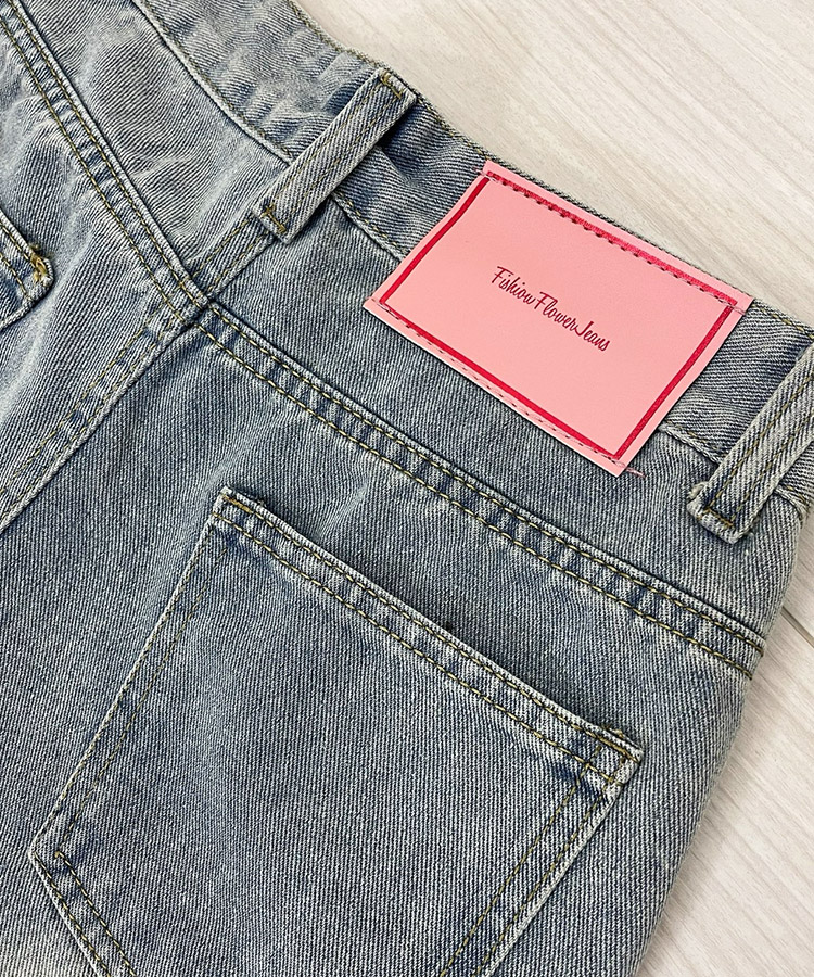 ライトブルー ワイド ストレート 柔らか デニムパンツ