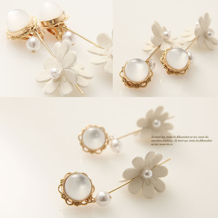 レディース フラワー バー パール イヤリング
