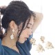 レディース フラワー バー パール イヤリング