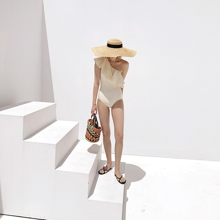 ビックフリル ワンショルダー ワンピース 水着