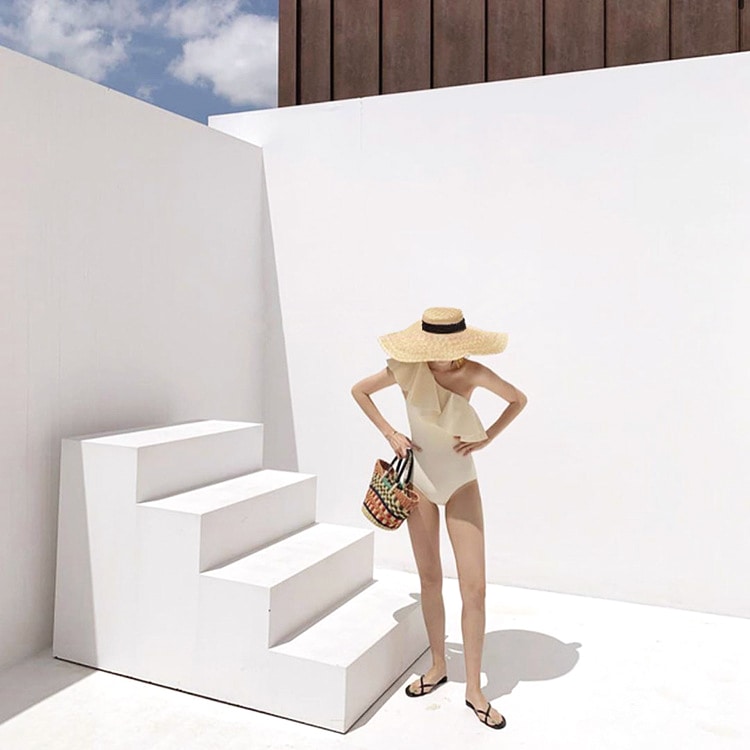 ビックフリル ワンショルダー ワンピース 水着