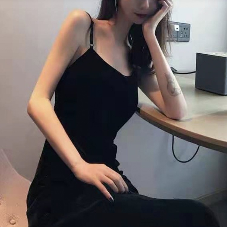 バックシャン 背中みせ キャミソール ロングワンピース