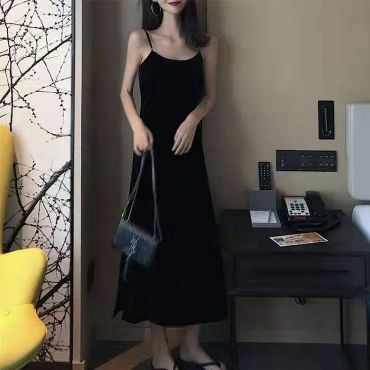 バックシャン 背中みせ キャミソール ロングワンピース