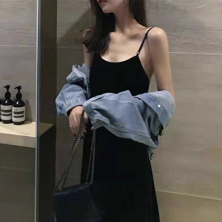 バックシャン 背中みせ キャミソール ロングワンピース