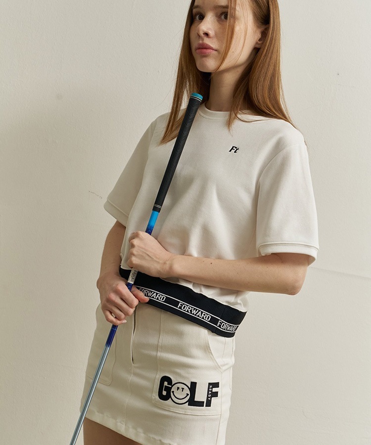韓国ゴルフウェア クロップド丈 半袖 Tシャツ
