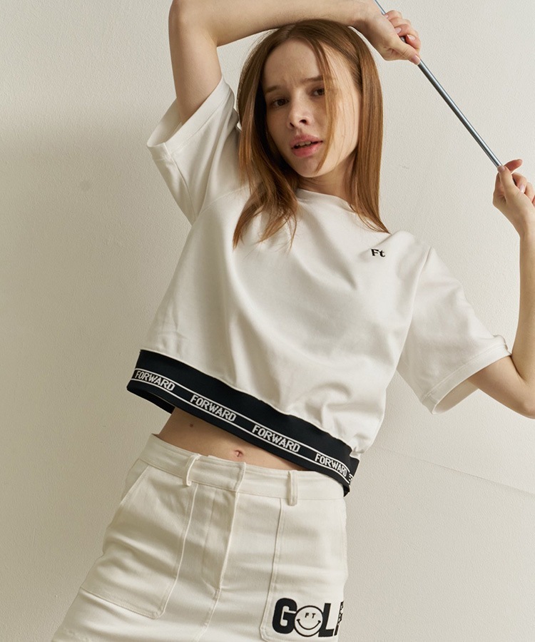 韓国ゴルフウェア クロップド丈 半袖 Tシャツ