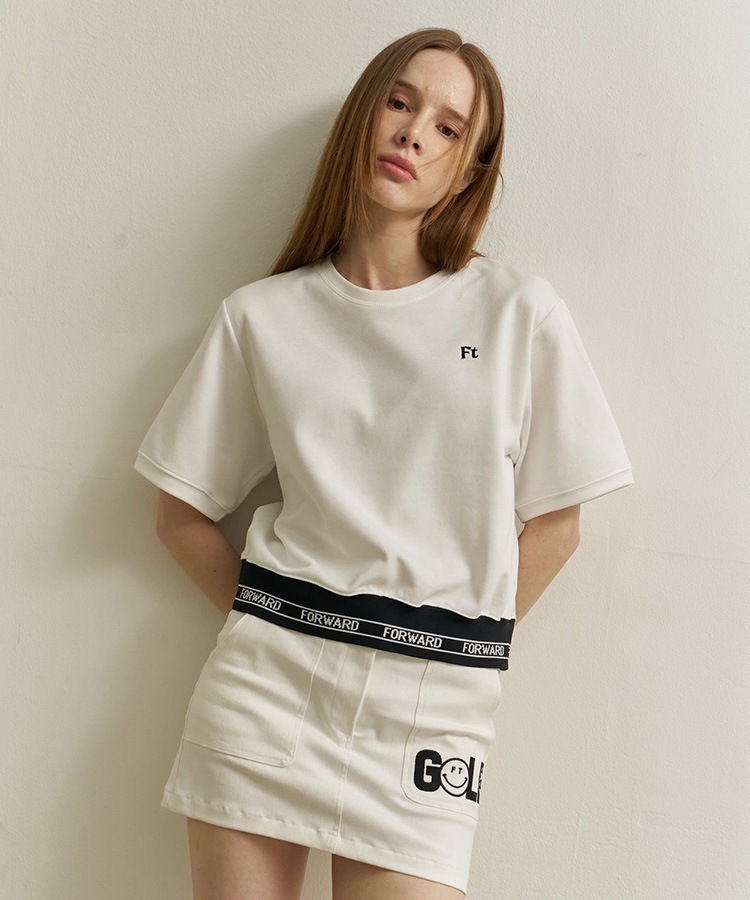 韓国ゴルフウェア クロップド丈 半袖 Tシャツ