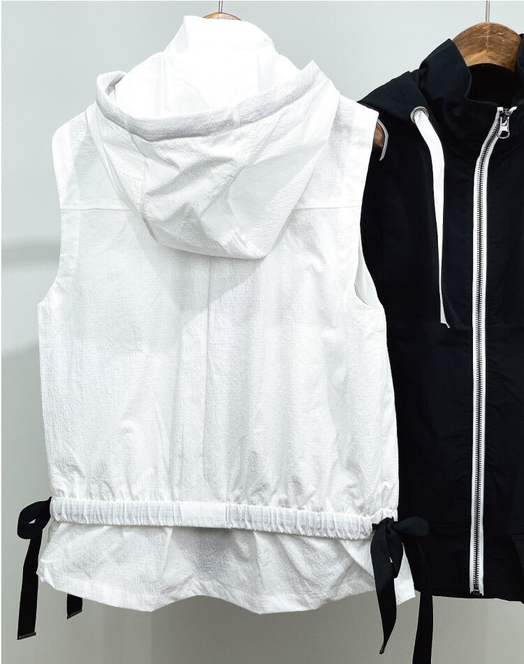 韓国ゴルフウェア フード付き フリル リボン ベスト