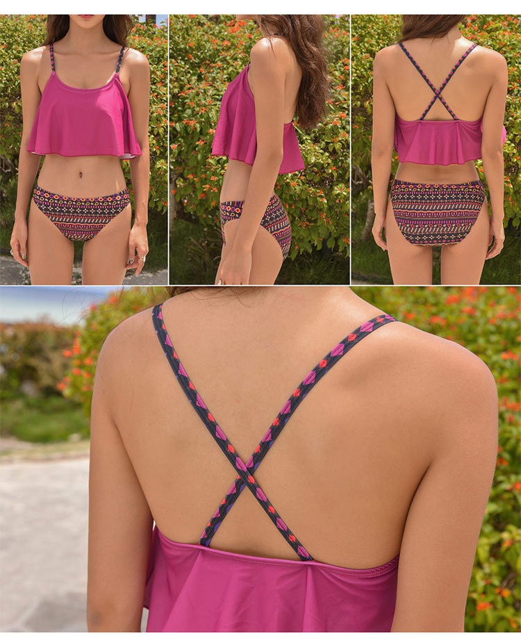 幅広フリルでバストアップ 体系カバーのビキニセット