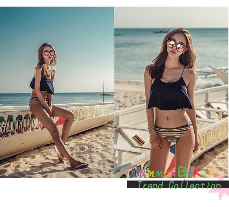 幅広フリルでバストアップ 体系カバーのビキニセット