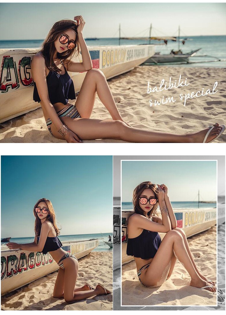 幅広フリルでバストアップ 体系カバーのビキニセット