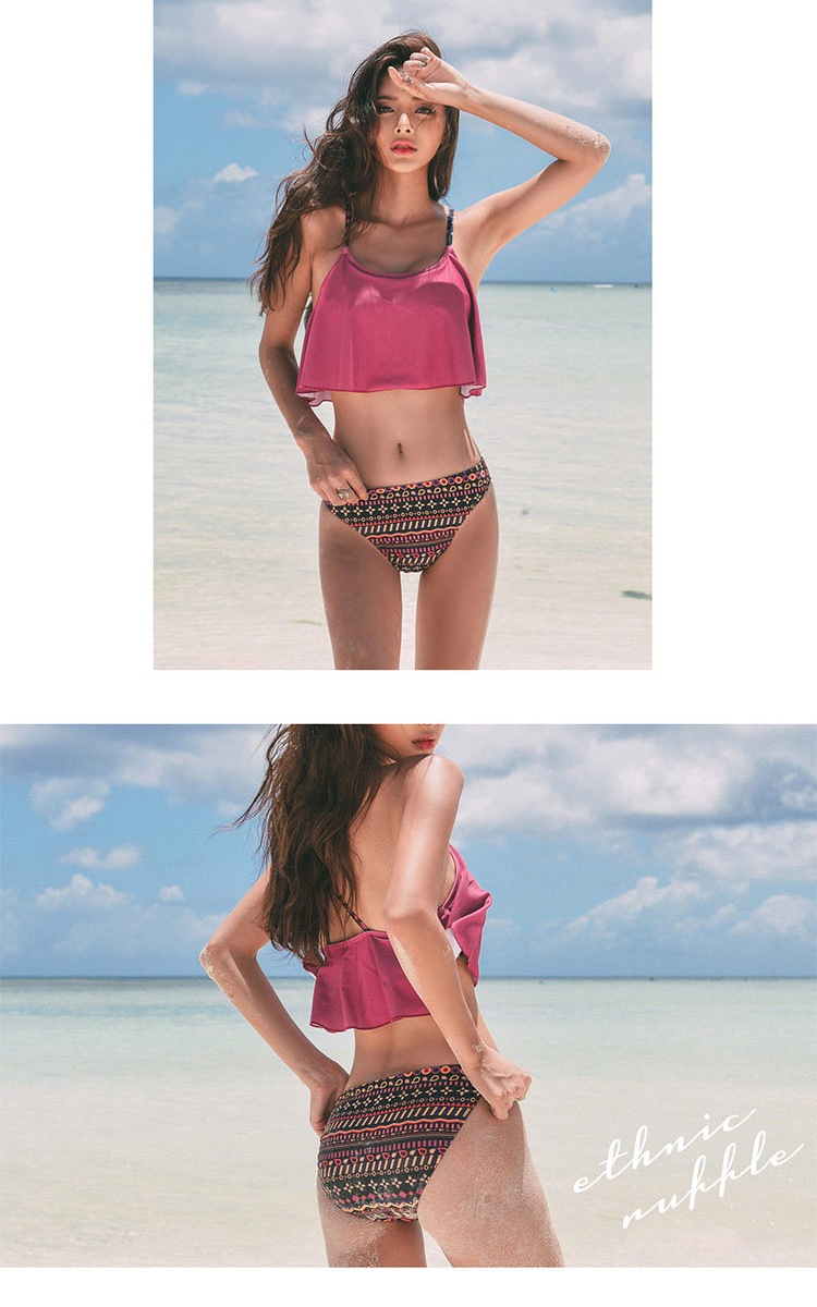 幅広フリルでバストアップ 体系カバーのビキニセット