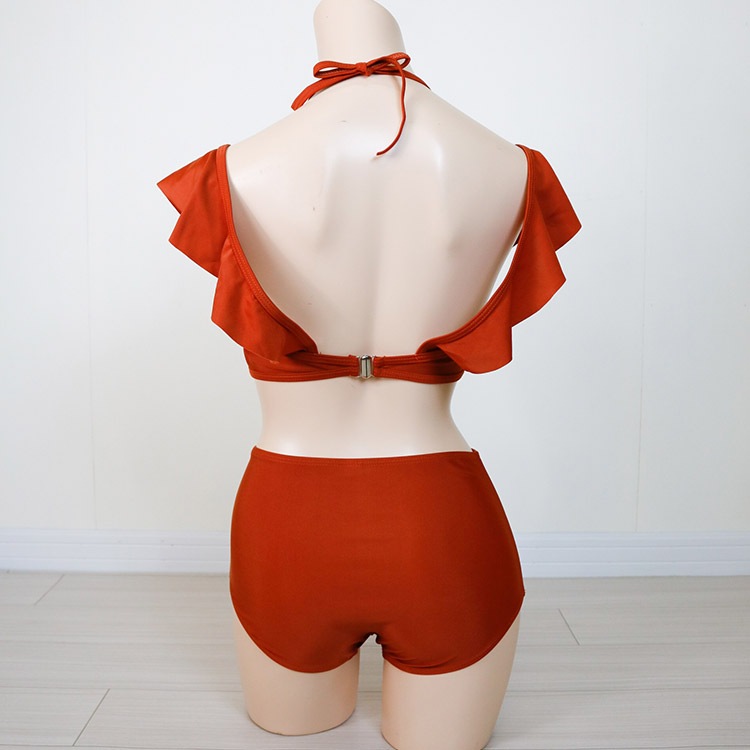 胸元フリル ハイウエスト ビキニ 水着