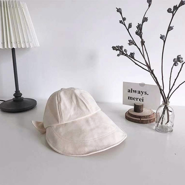 小顔効果 つば広 リボン キャスケット