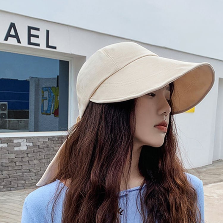 小顔効果 つば広 リボン キャスケット