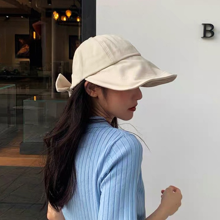 小顔効果 つば広 リボン キャスケット