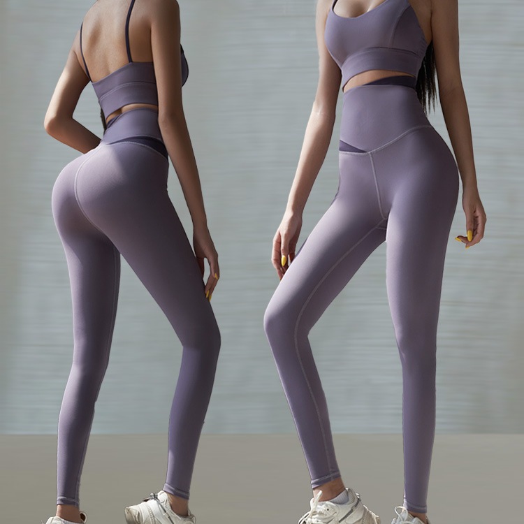 バイカラー ハイウエスト スパッツ ヨガウェア