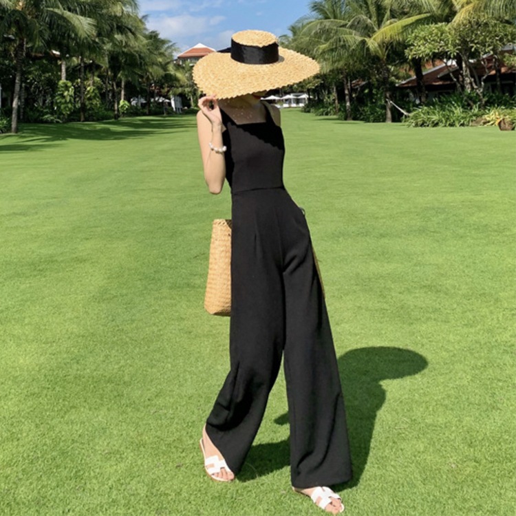 スクエアネック 背中みせ ノースリーブ サロペット