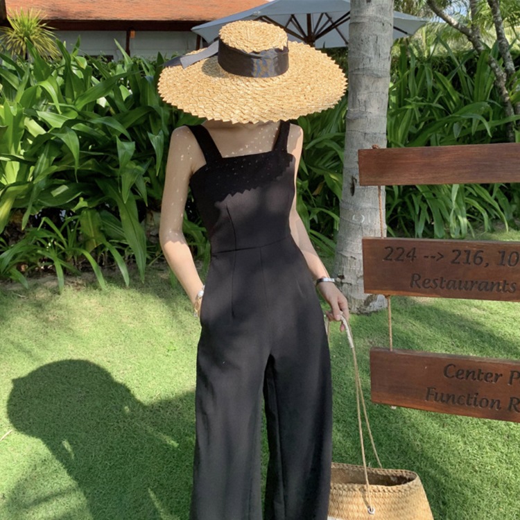 スクエアネック 背中みせ ノースリーブ サロペット