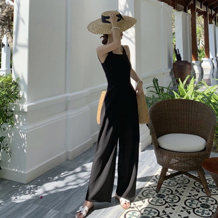 スクエアネック 背中みせ ノースリーブ サロペット