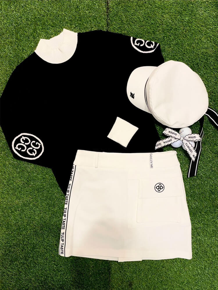 韓国ゴルフウェア サイドライン ショート丈 タイトスカート