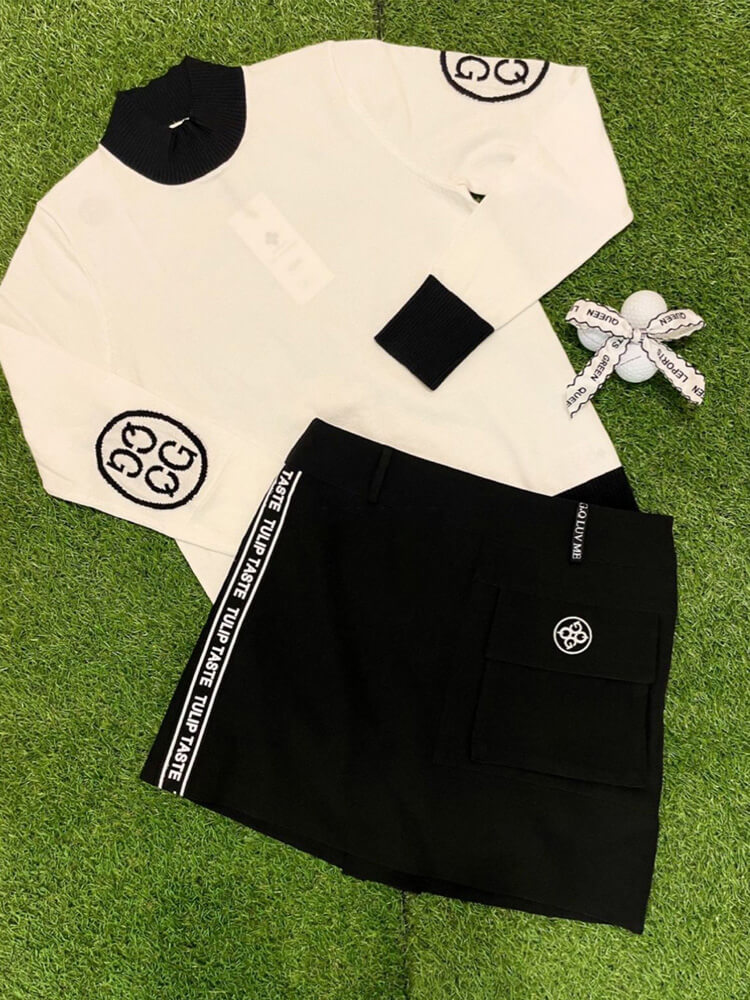 韓国ゴルフウェア サイドライン ショート丈 タイトスカート