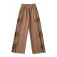 サイドリボン ロング丈 ワイド スウェットパンツ