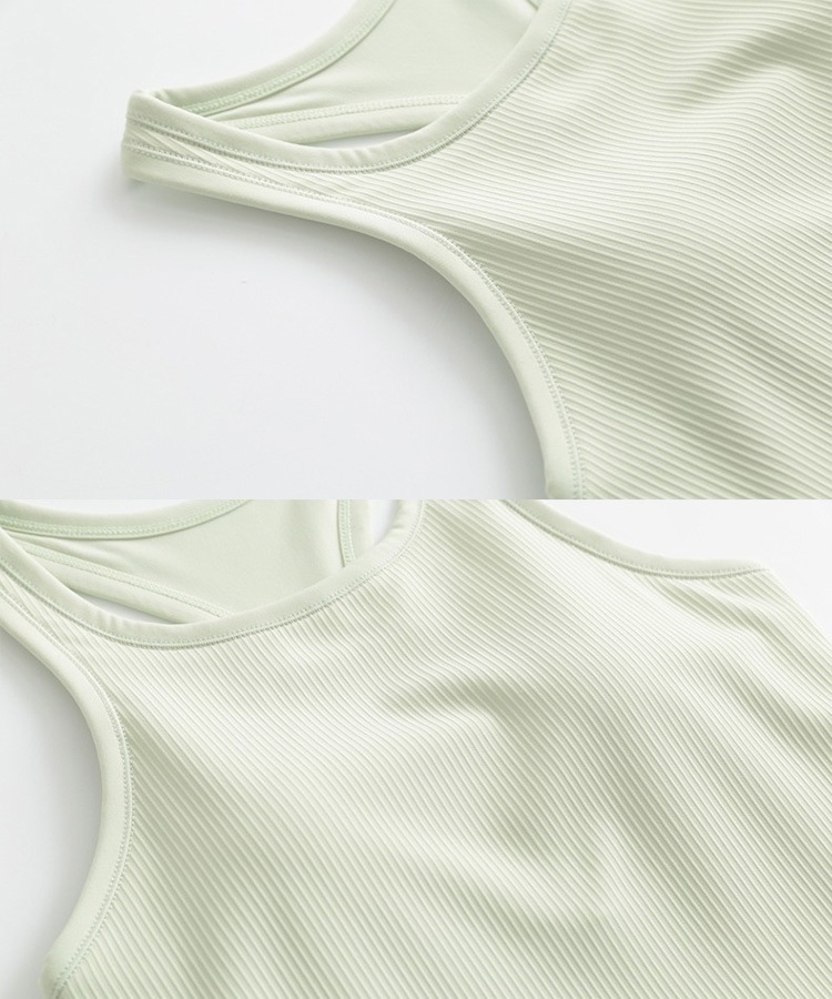 カップ付き レーサーバック スポーツ リブ タンクトップ

