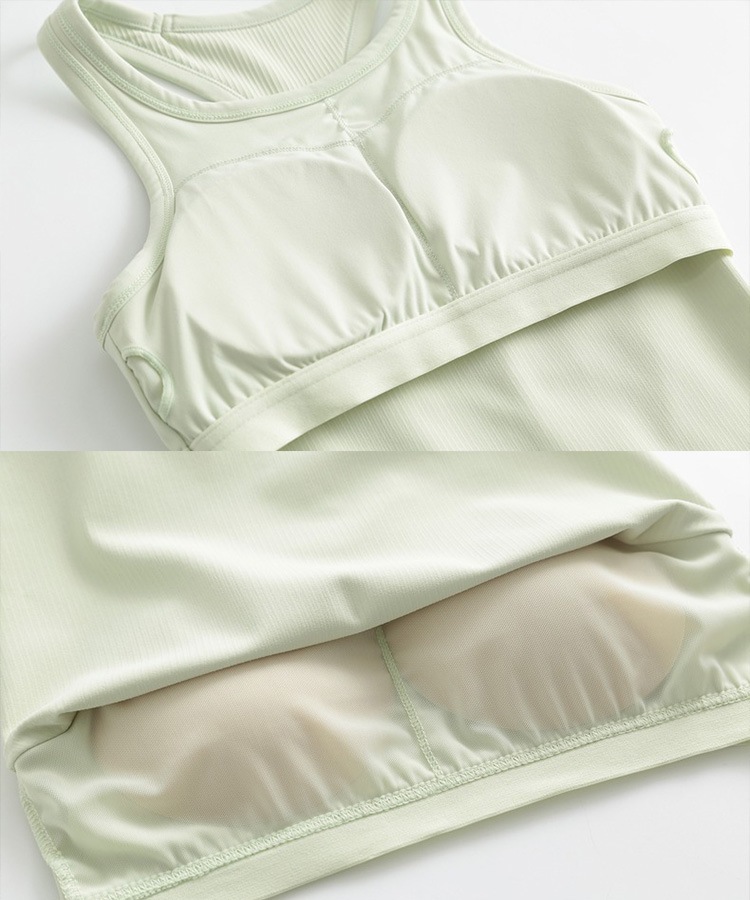 カップ付き レーサーバック スポーツ リブ タンクトップ

