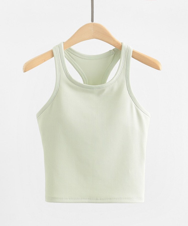 カップ付き レーサーバック スポーツ リブ タンクトップ

