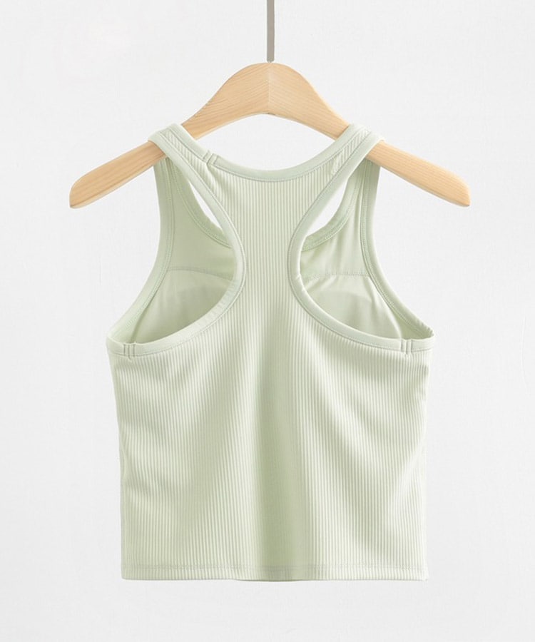 カップ付き レーサーバック スポーツ リブ タンクトップ

