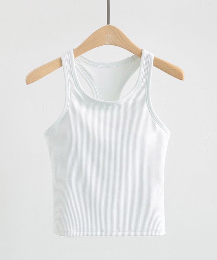 カップ付き レーサーバック スポーツ リブ タンクトップ

