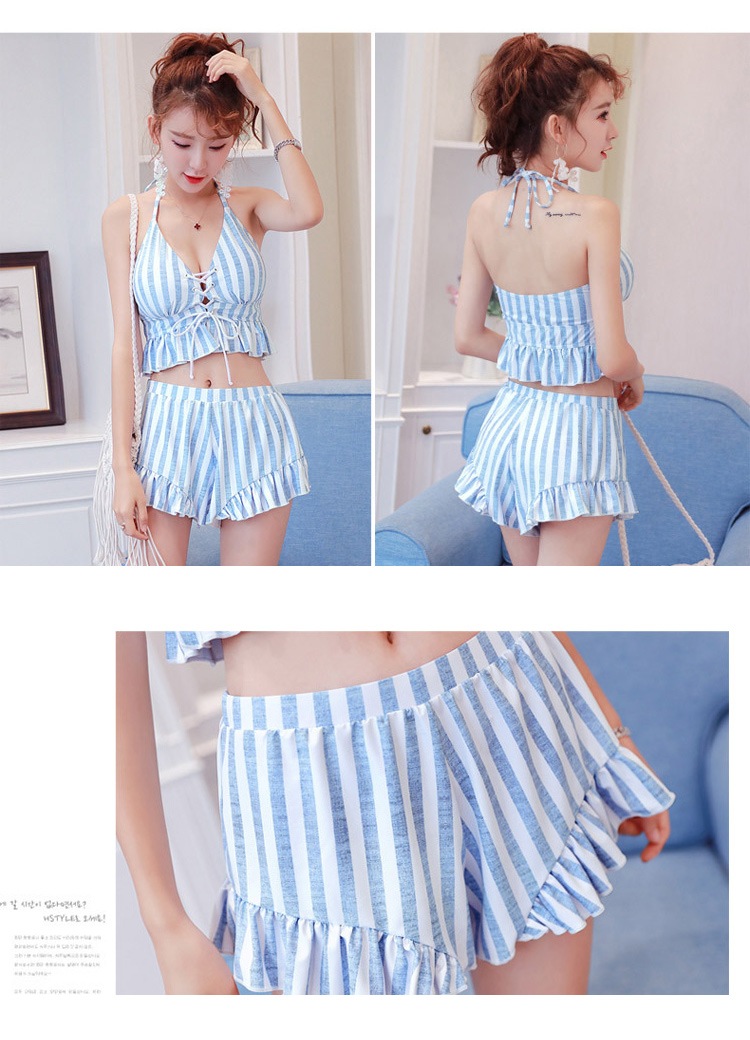 フリルがかわいいショートパンツ付きの3点セット水着