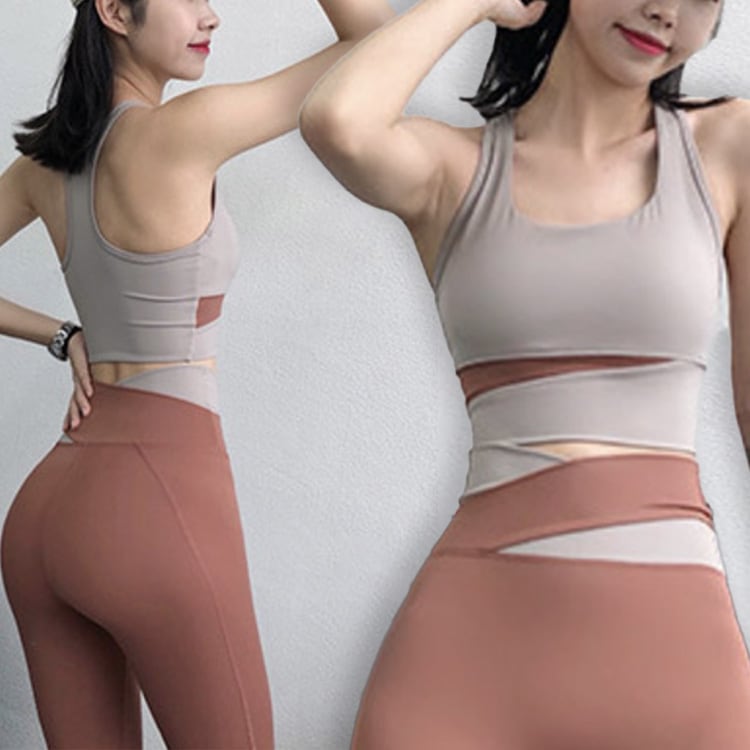 バイカラー Uネック スポブラ ヨガウェア