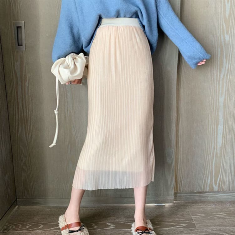 リバーシブル タイト スリット ニットスカート