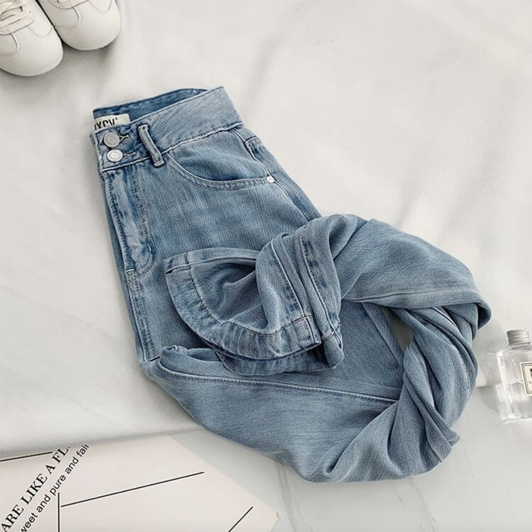 てろんと感 薄手 ソフトデニム ストレートパンツ