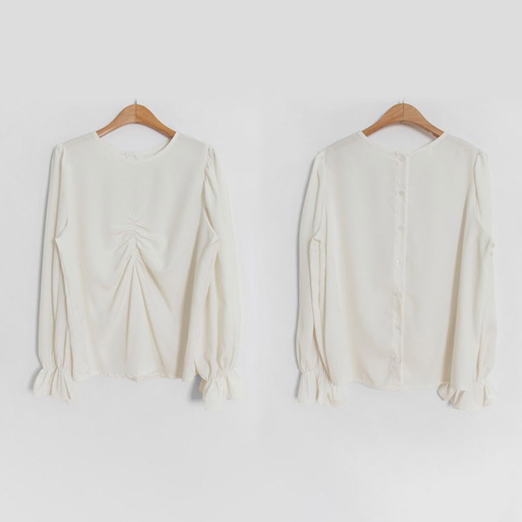 2点セット フリル長袖ブラウス ミモレ丈キャミワンピース