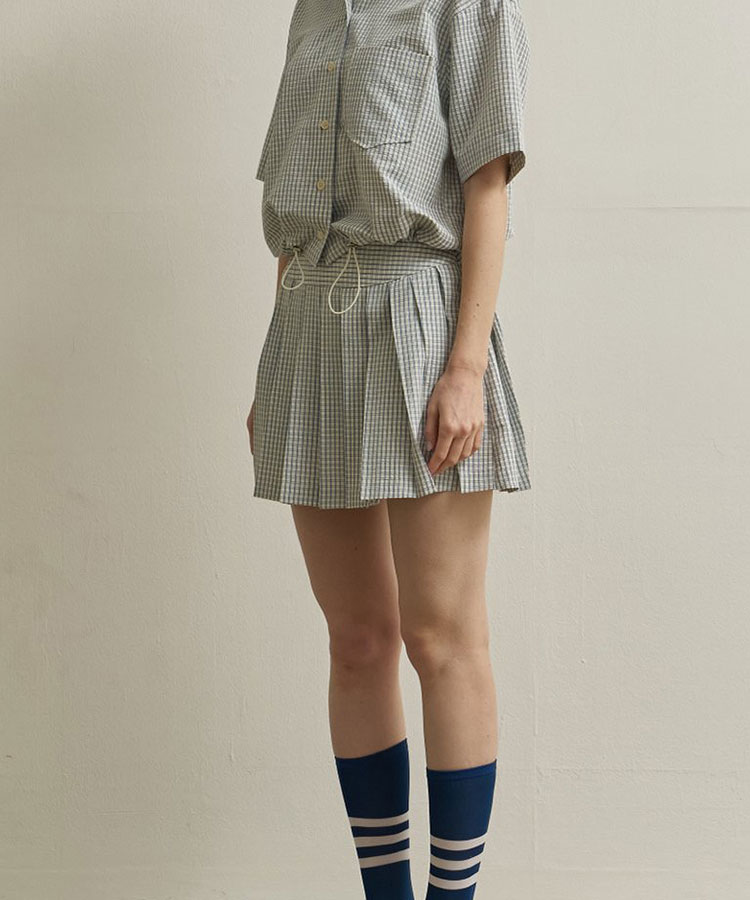 韓国ゴルフウェア パステルチェック柄 プリーツスカート